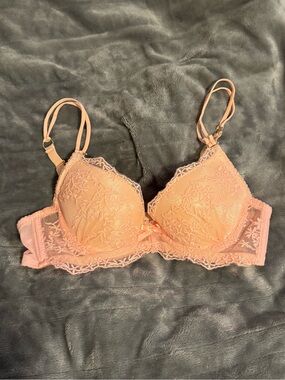 Pink Floral Lace Push Up Bra